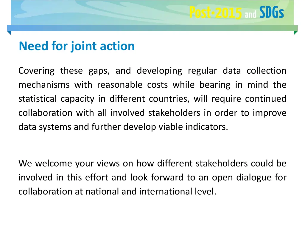need for joint action