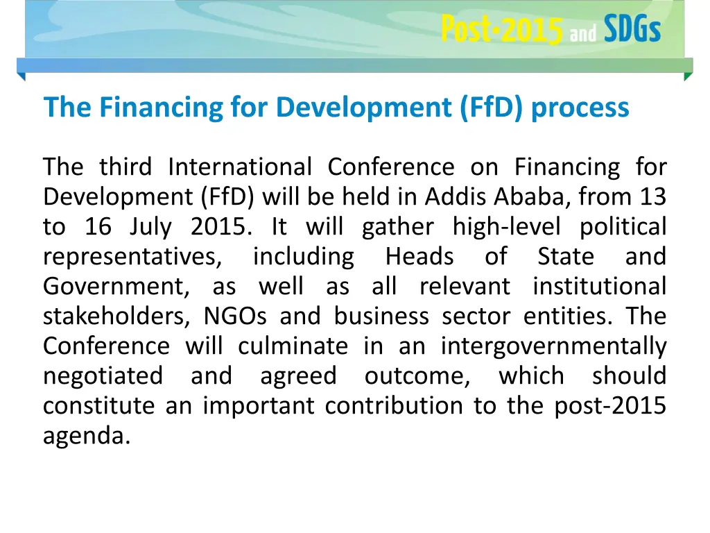 the financing for development ffd process