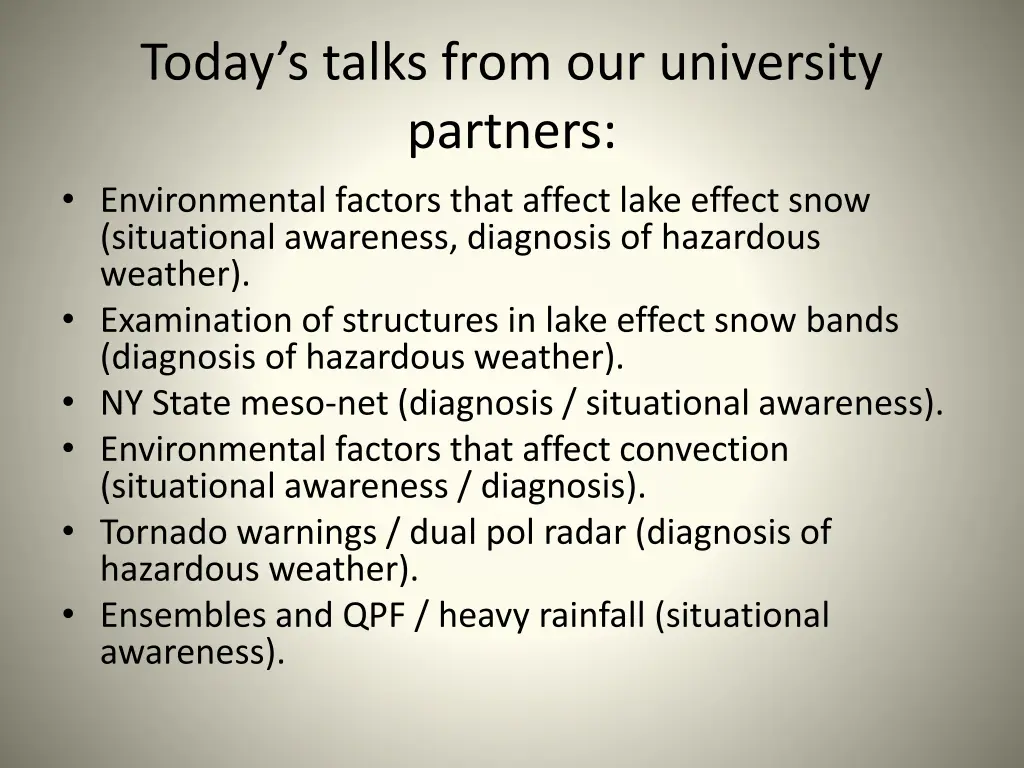 today s talks from our university partners