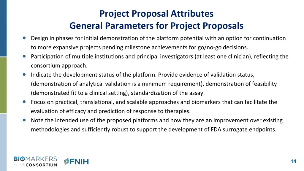 project proposal attributes general parameters