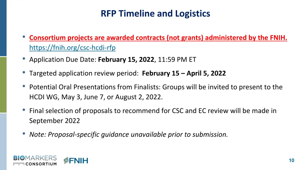 rfp timeline and logistics