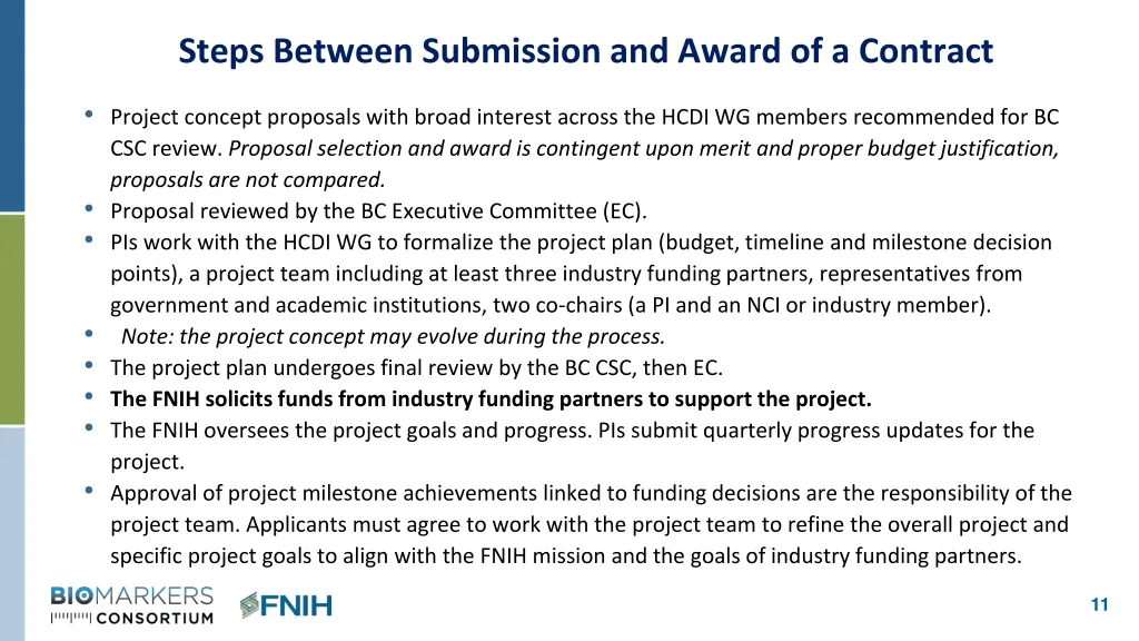 steps between submission and award of a contract