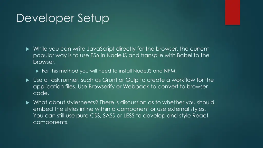 developer setup