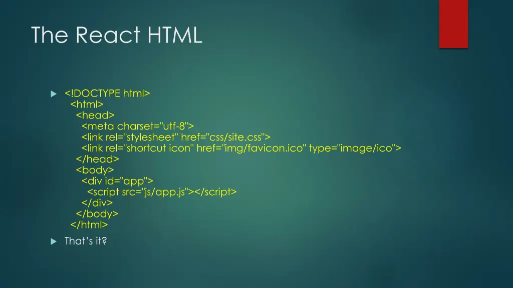 the react html