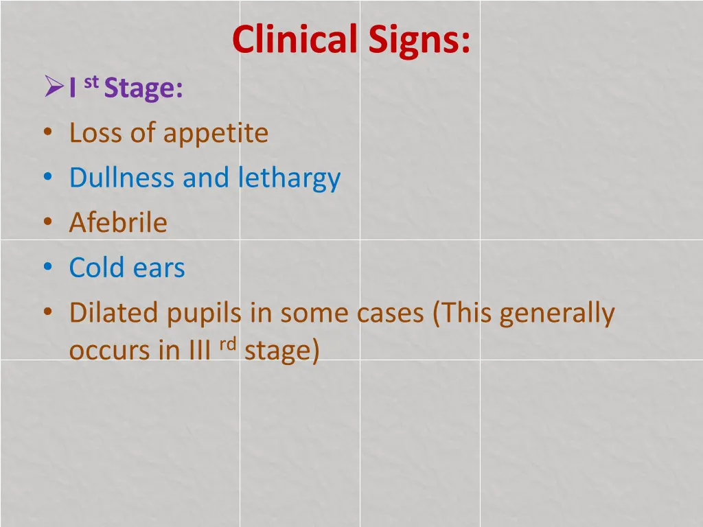 clinical signs