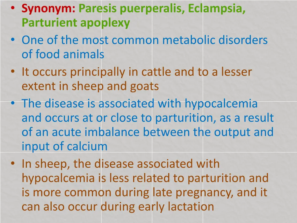 synonym paresis puerperalis eclampsia parturient