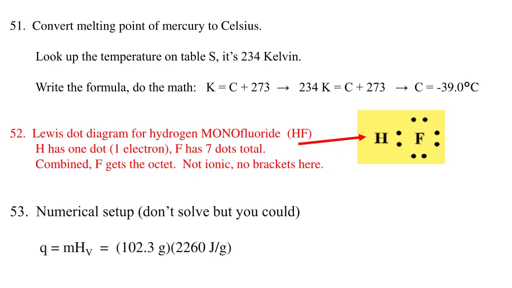 51 convert melting point of mercury to celsius