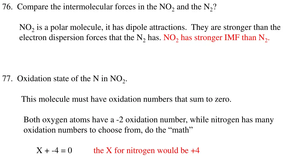 76 compare the intermolecular forces