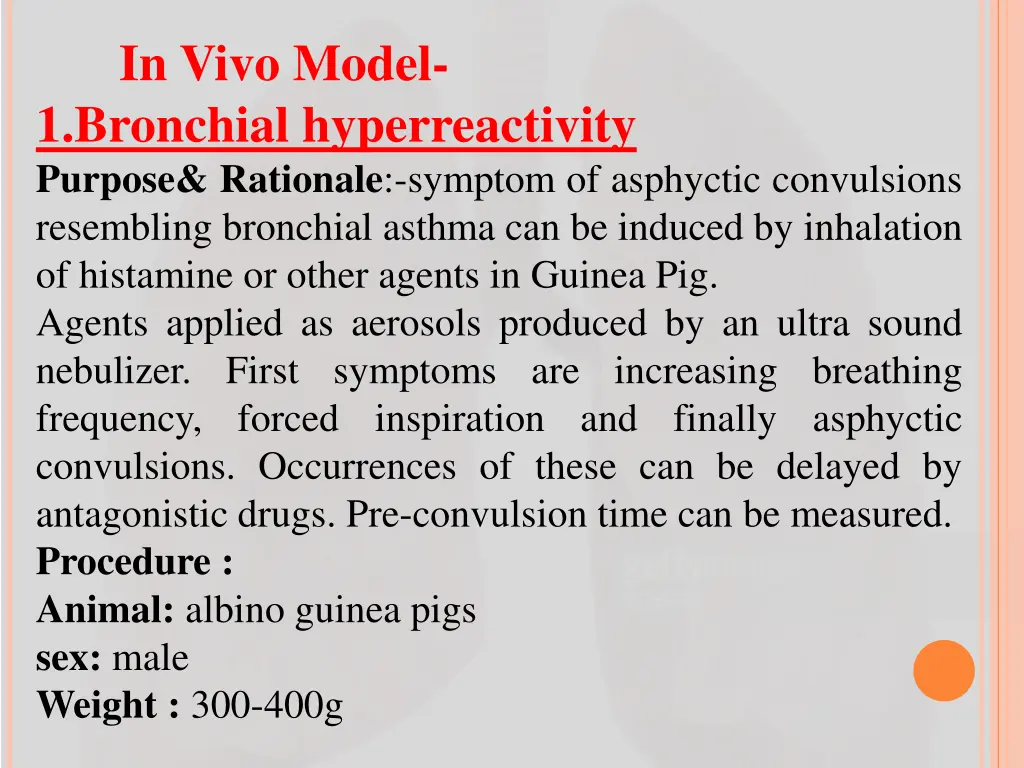 in vivo model 1 bronchial hyperreactivity purpose