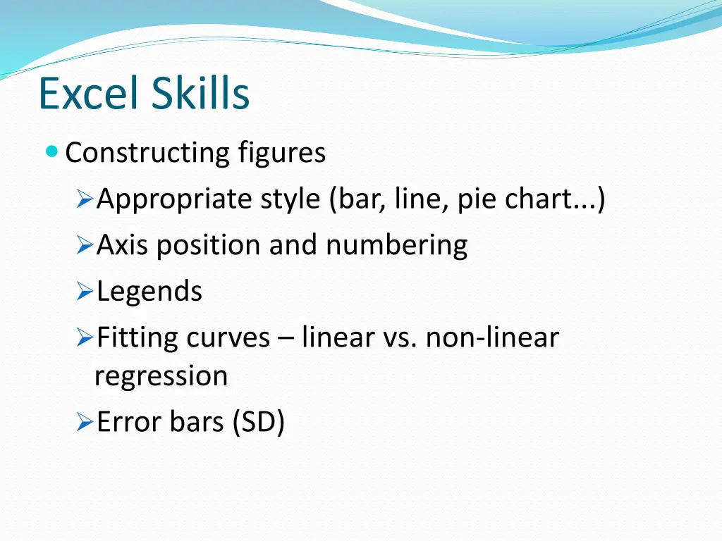 excel skills constructing figures appropriate