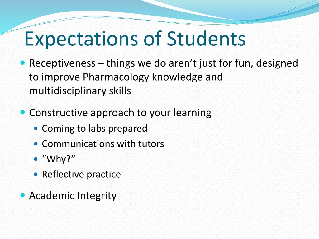 expectations of students