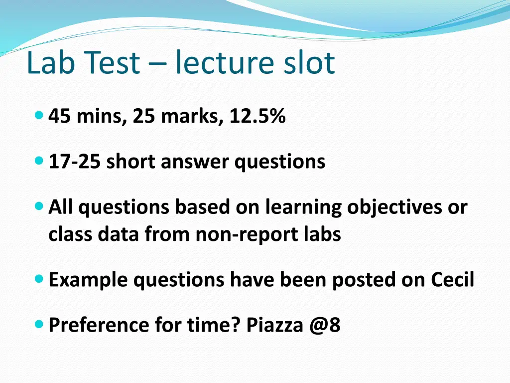 lab test lecture slot