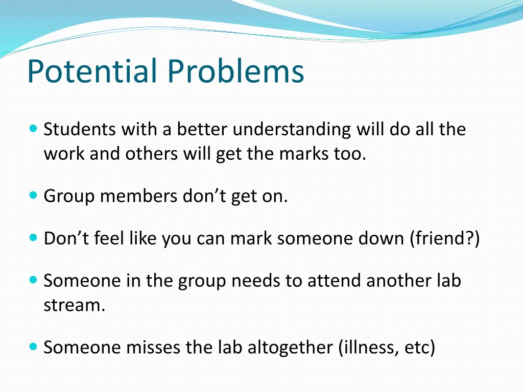 potential problems