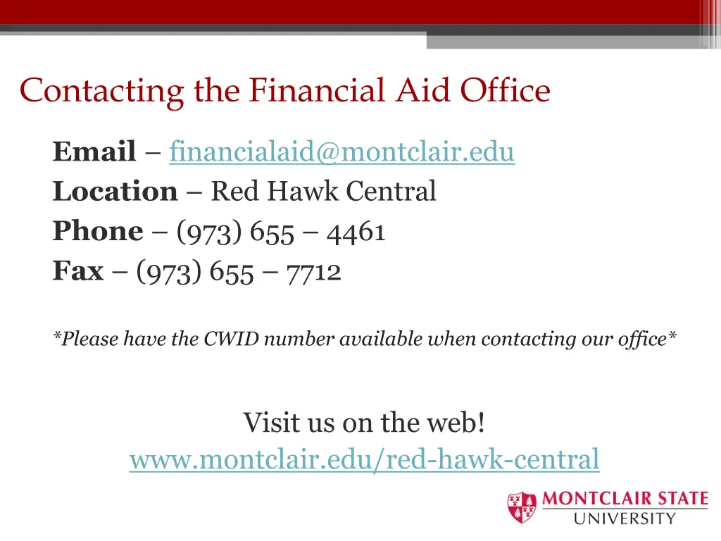 contacting the financial aid office