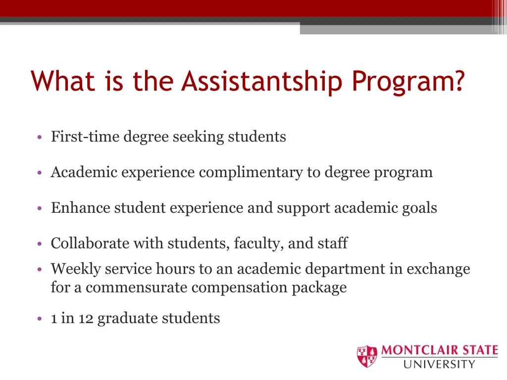what is the assistantship program