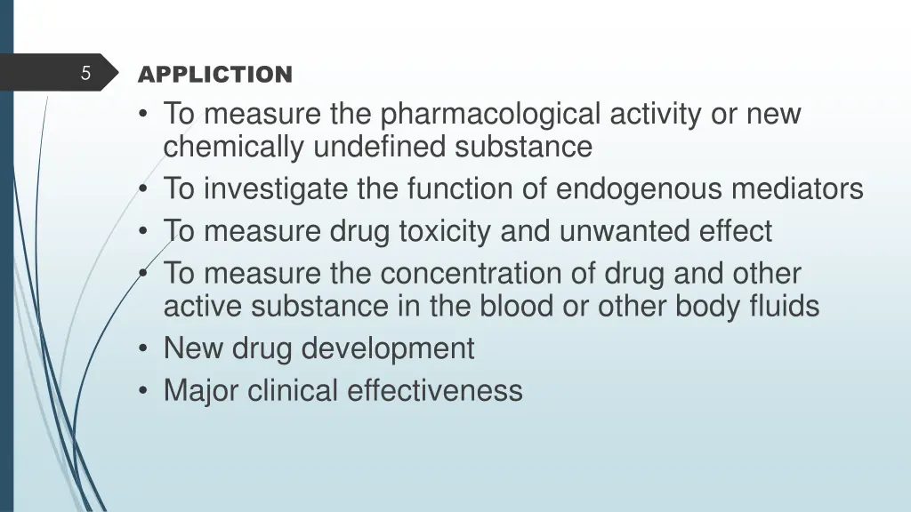 appliction to measure the pharmacological