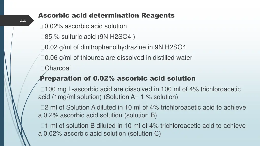 ascorbic acid determination reagents