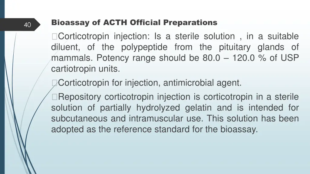 bioassay of acth official preparations