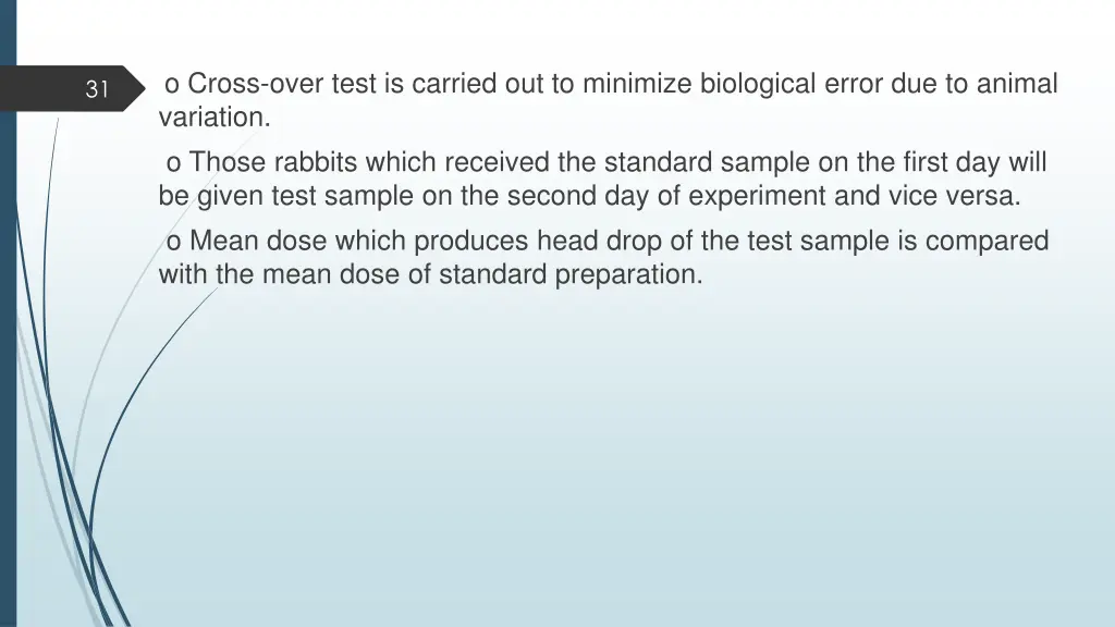 o cross over test is carried out to minimize