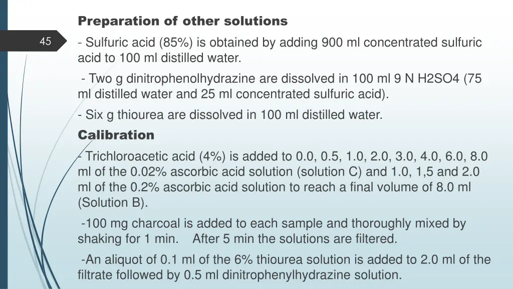preparation of other solutions sulfuric acid