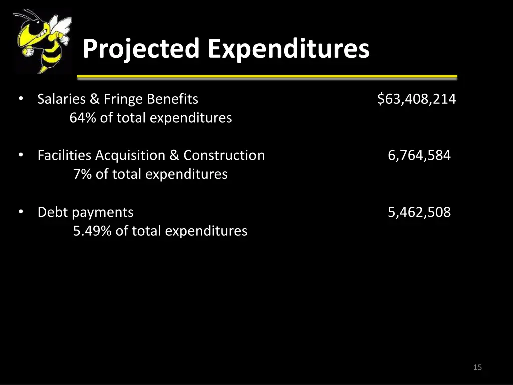 projected expenditures