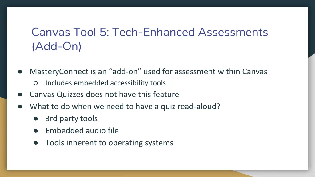 canvas tool 5 tech enhanced assessments add on