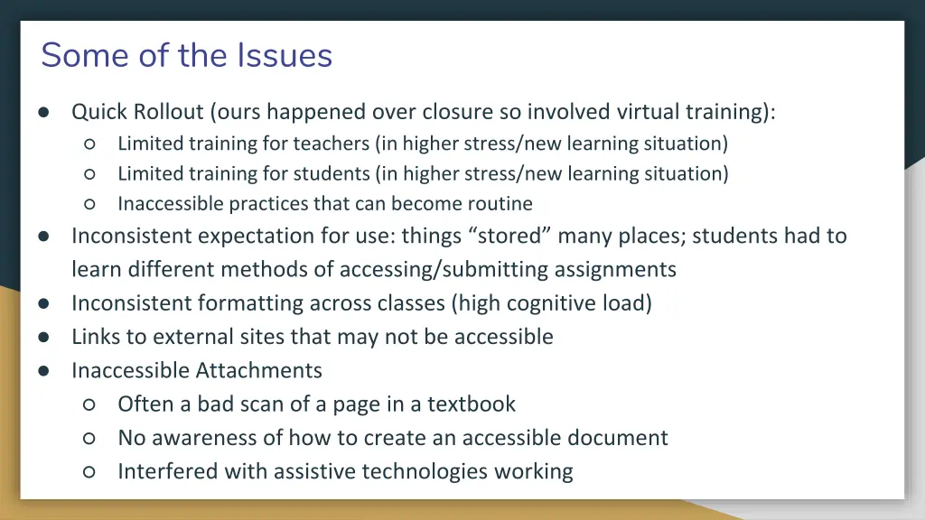 some of the issues