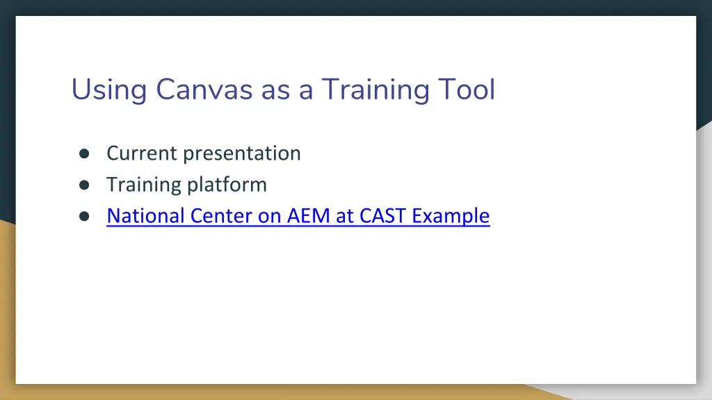 using canvas as a training tool