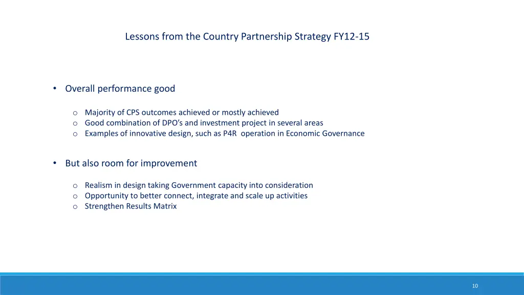 lessons from the country partnership strategy