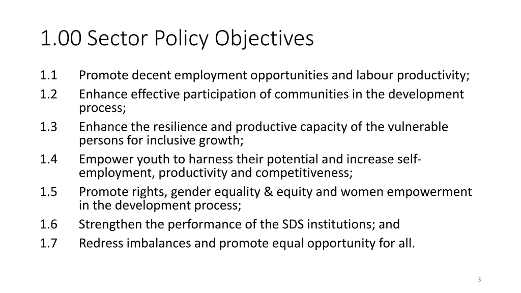 1 00 sector policy objectives