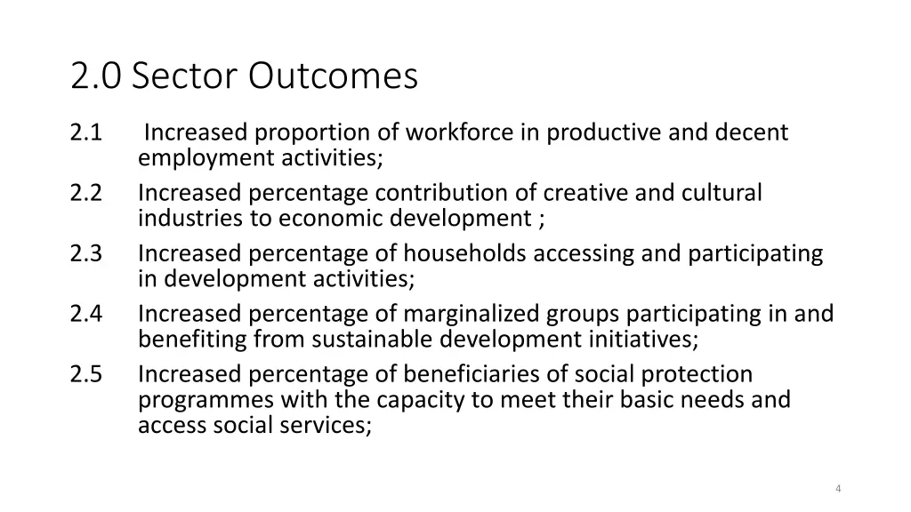 2 0 sector outcomes