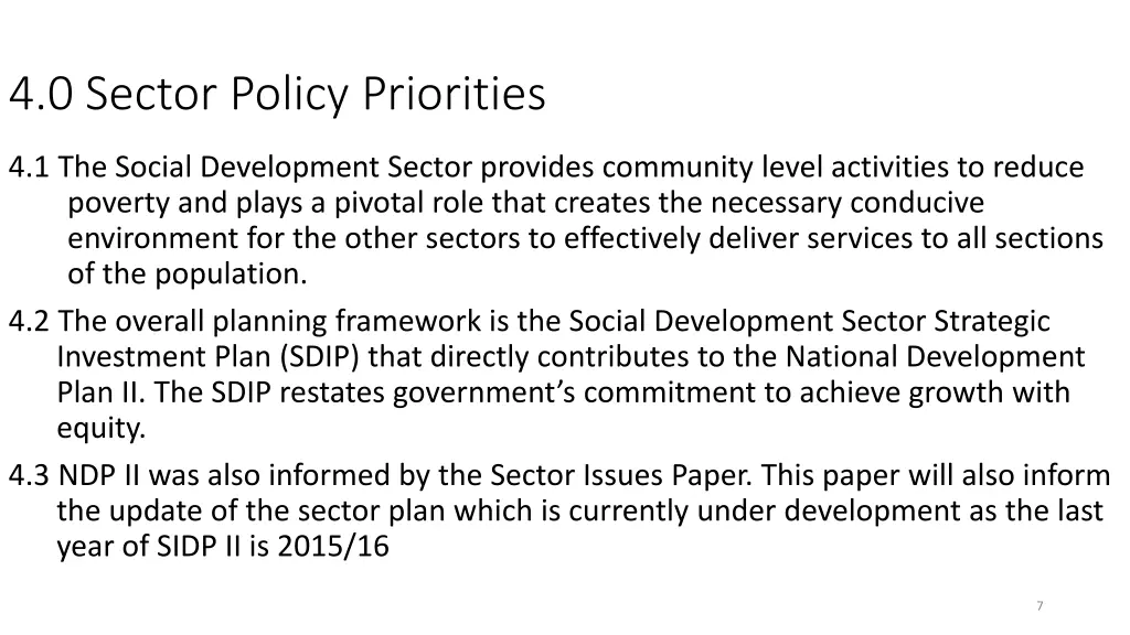 4 0 sector policy priorities
