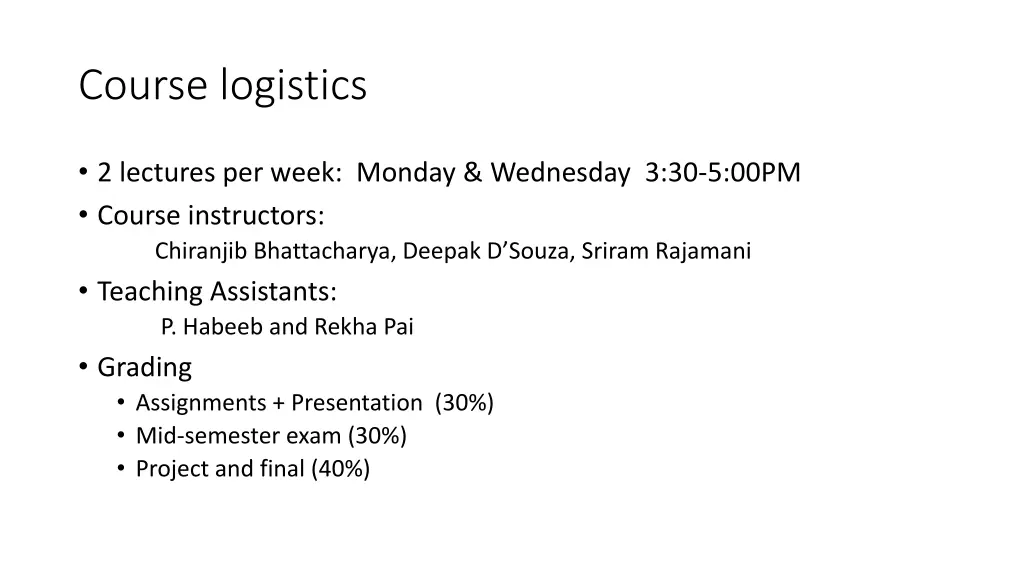 course logistics