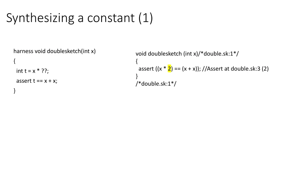 synthesizing a constant 1