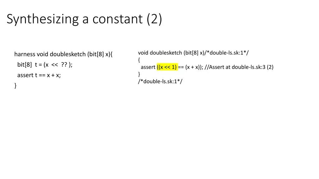 synthesizing a constant 2
