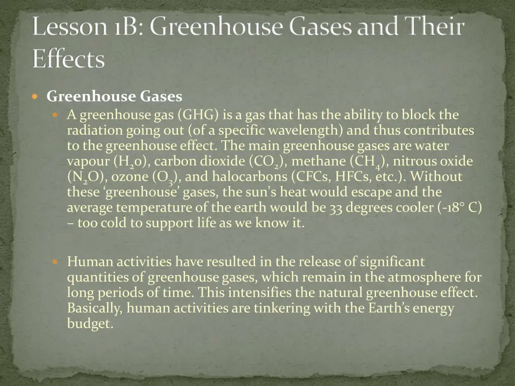 lesson 1b greenhouse gases and their effects 1