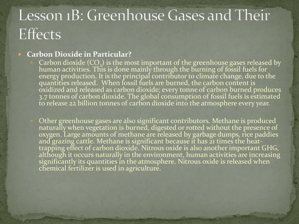lesson 1b greenhouse gases and their effects 2