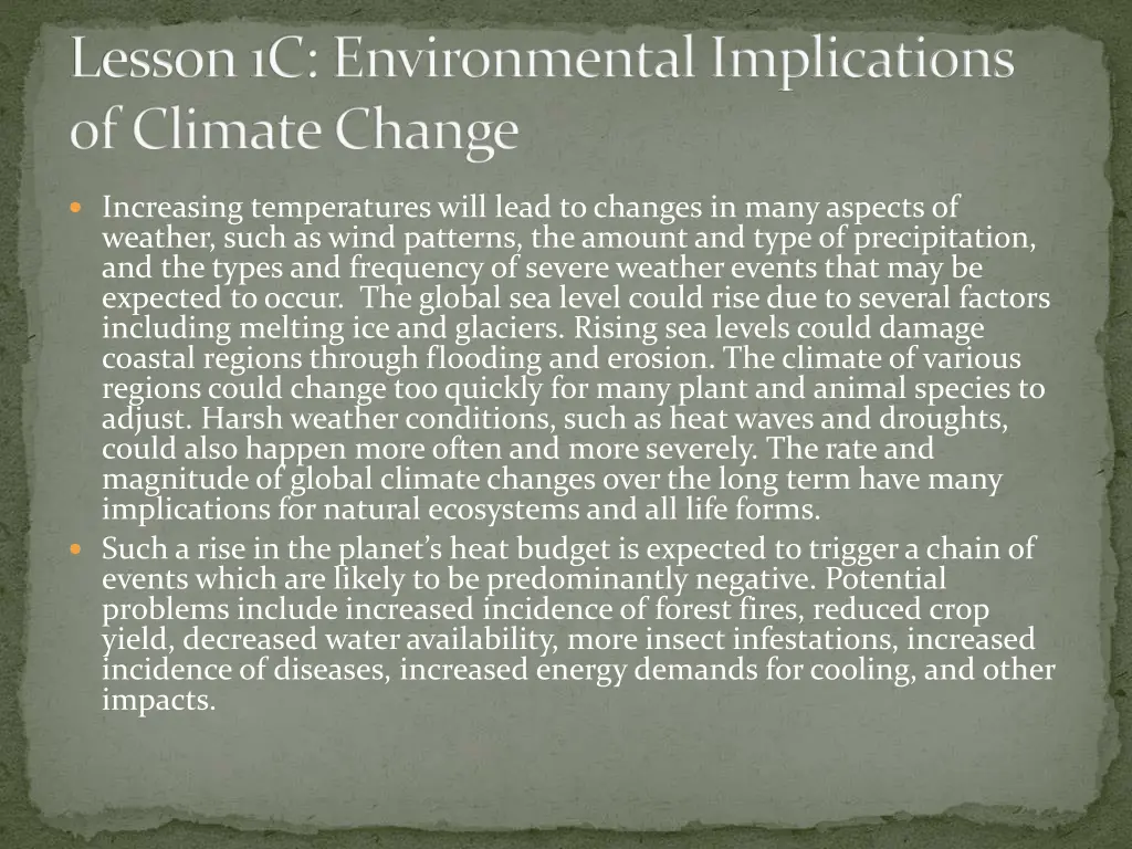 lesson 1c environmental implications of climate