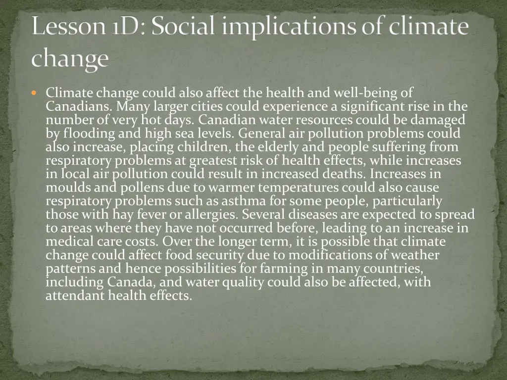 lesson 1d social implications of climate change