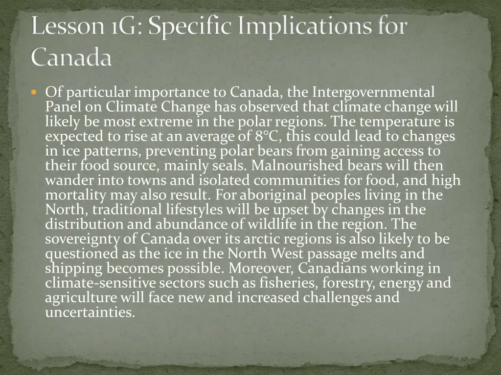 lesson 1g specific implications for canada