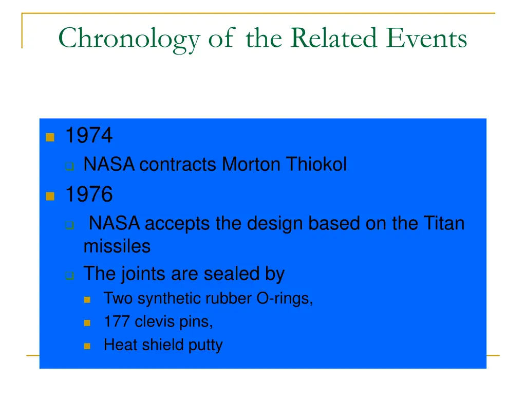 chronology of the related events