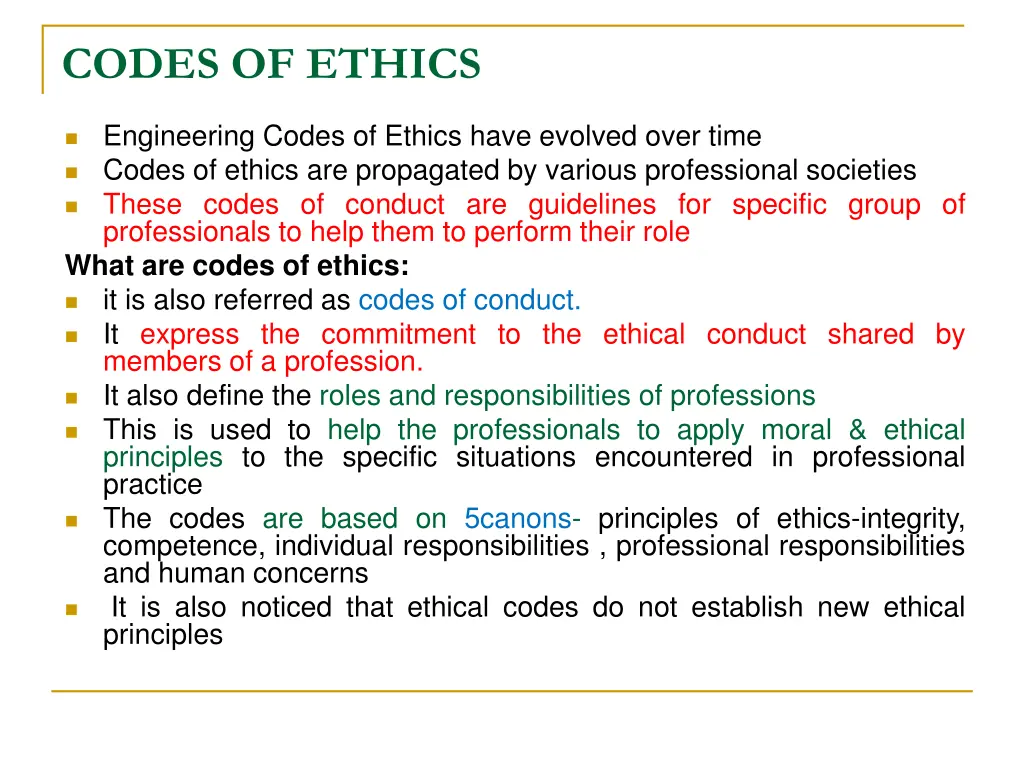 codes of ethics