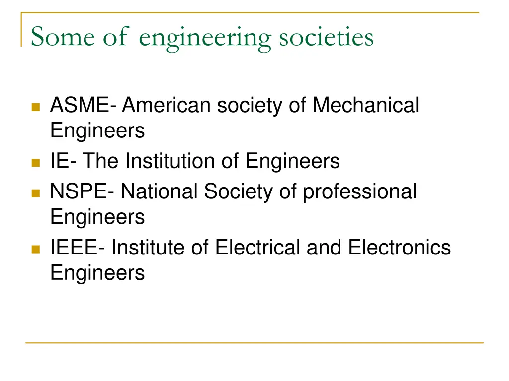 some of engineering societies