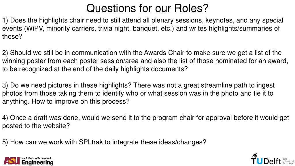 questions for our roles