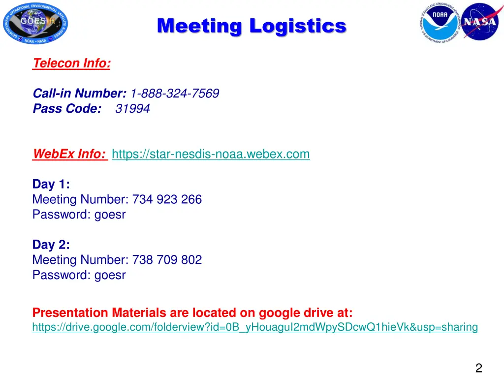 meeting logistics