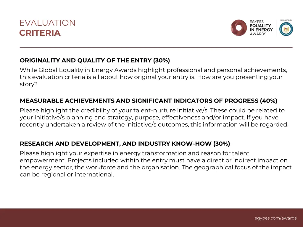evaluation criteria