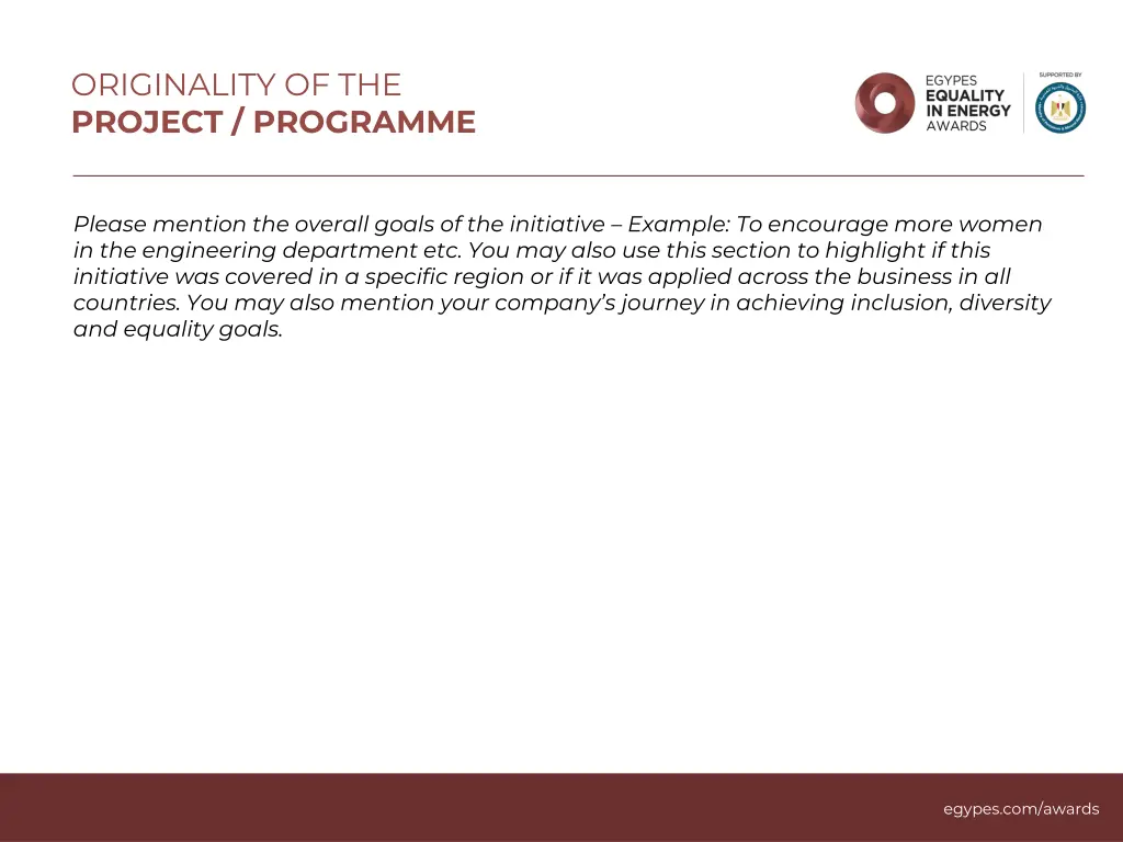 originality of the project programme