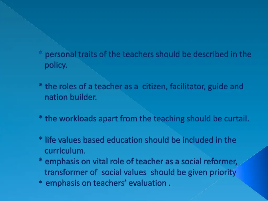 personal traits of the teachers should