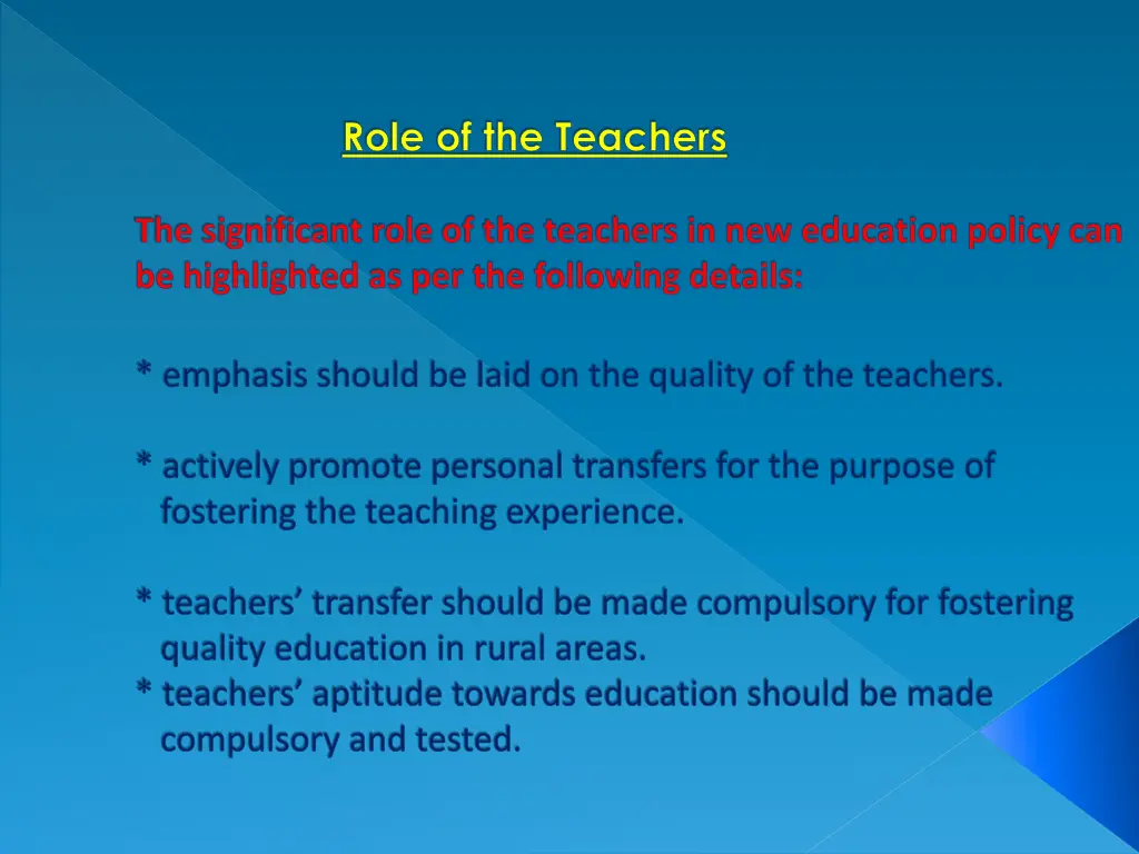 role of the teachers