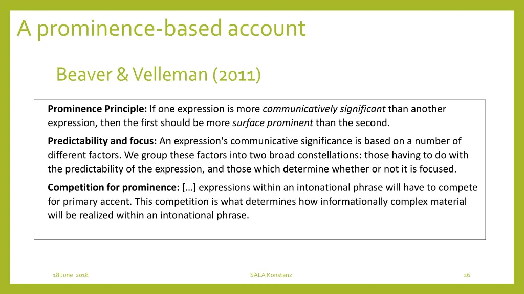 a prominence based account 1